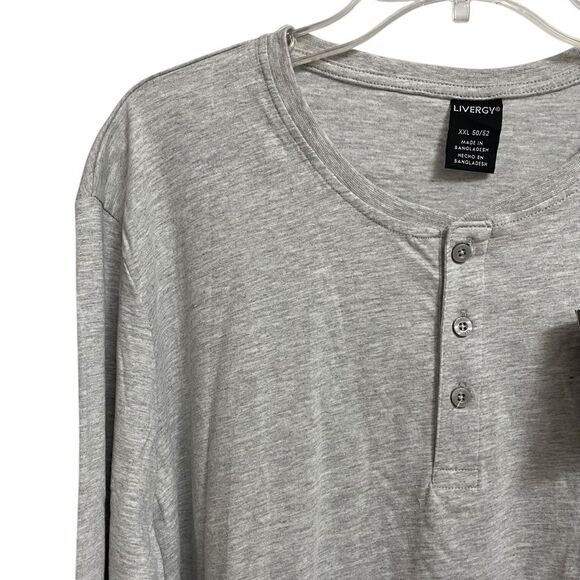 NWT Livergy Long Sleeves Henley Shirt Men's Size XXL Grey Pullover Casual Soft - Picture 4 of 13
